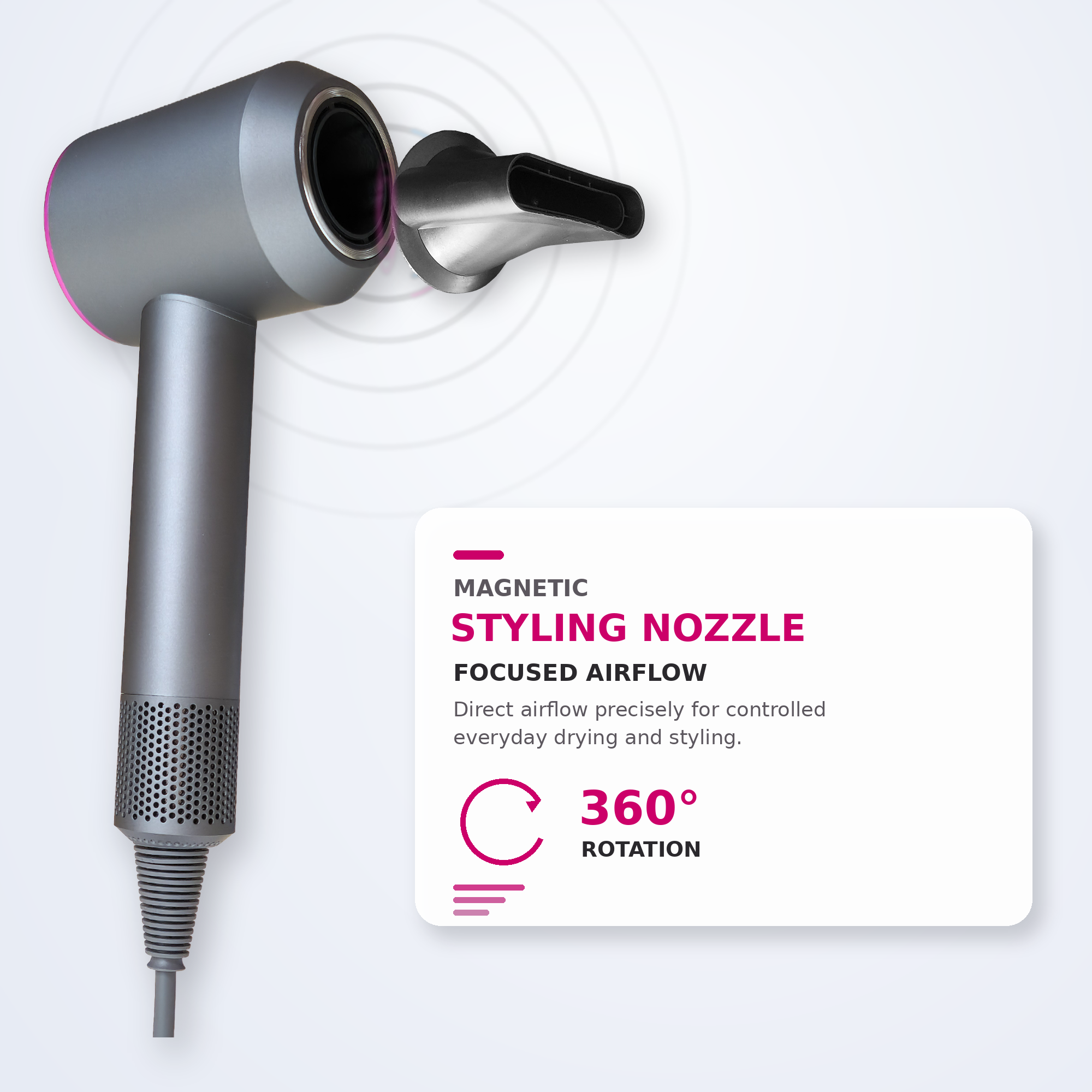Hair Dryer with Powerful Digital Motor – Rose Red
