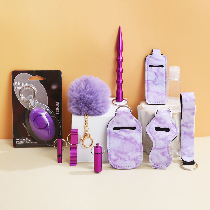 Keychain Self-Defense Alarm Set – 11-Piece Pink Safety Kit with 125dB Alarm