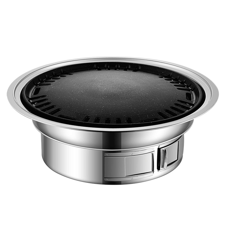 Portable Stainless Steel Charcoal Grill – Non-Stick Korean BBQ (Ø ~35 cm)