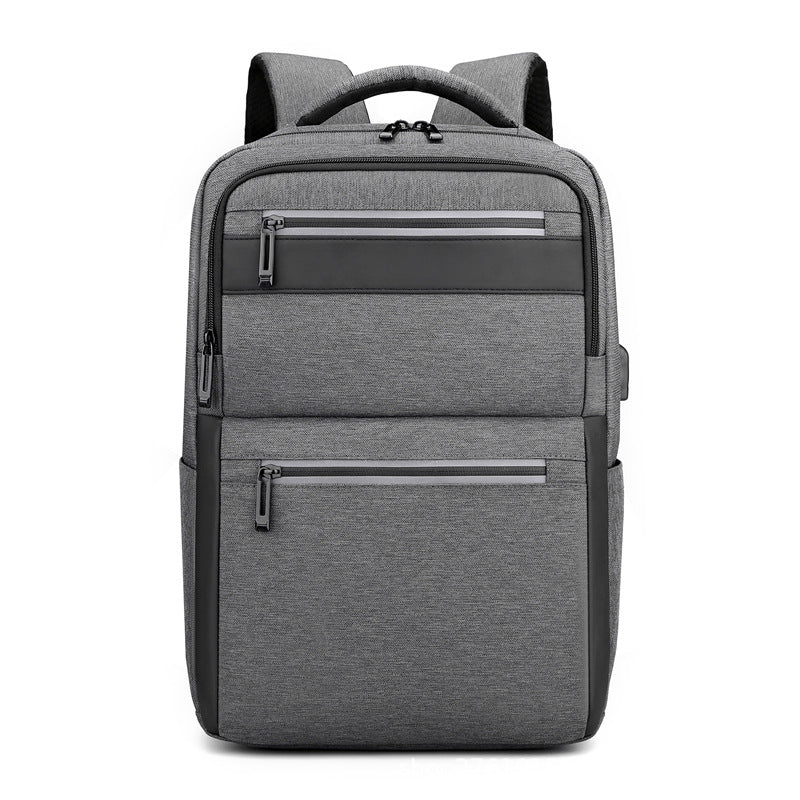 Dual USB Charging Backpack – Waterproof Fabric (Grey)
