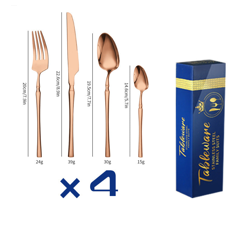 Rose Gold Stainless Steel Tableware Gift Box – Mirror Polished Cutlery Set