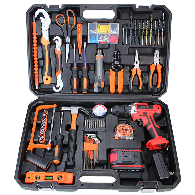Household Toolbox Set – Complete Combination Kit plus 21V drill & battery