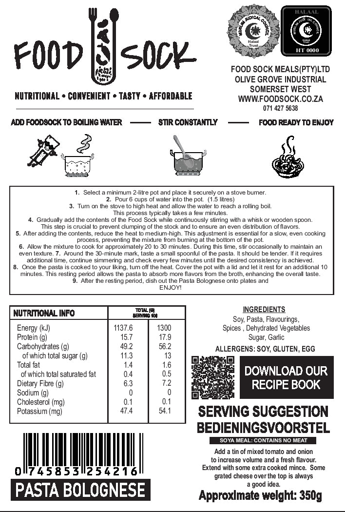 Food Sock - Pasta Bolognese: Affordable Meals
