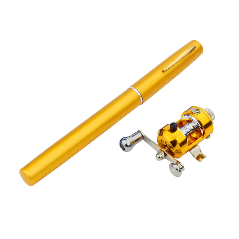 Pen-Style Mini Telescopic Fishing Rod – Aluminum Alloy (Gold)