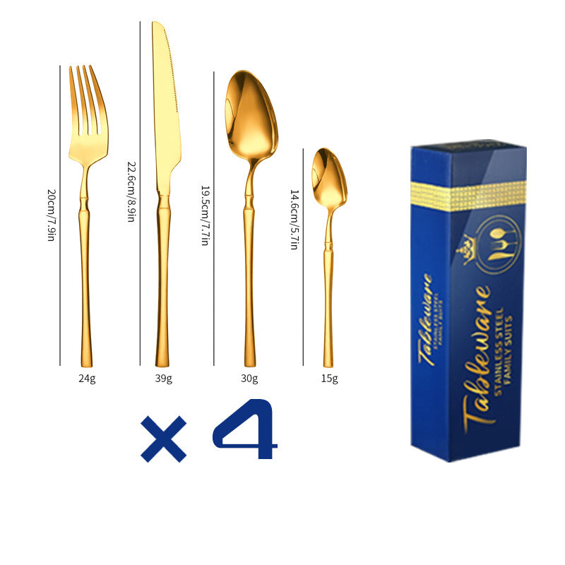 Gold Stainless Steel Tableware Gift Box – Mirror Polished Cutlery Set