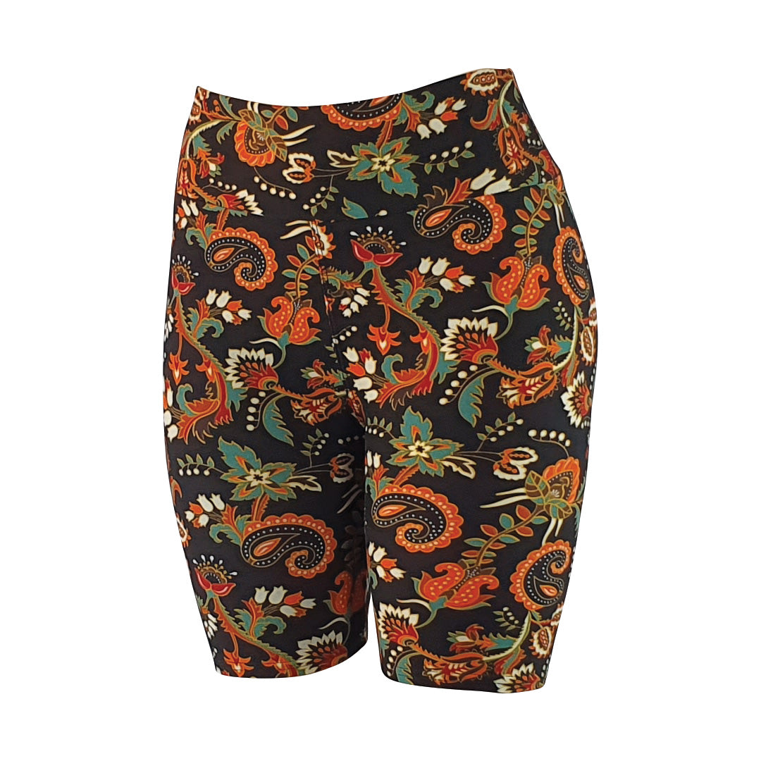 Orange and black floral paisley - Soft Activewear Shorts
