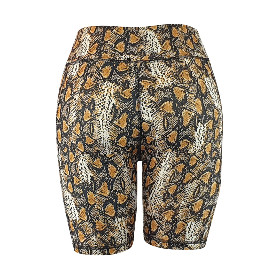 Brown snake skin print - Soft Activewear Shorts with pockets