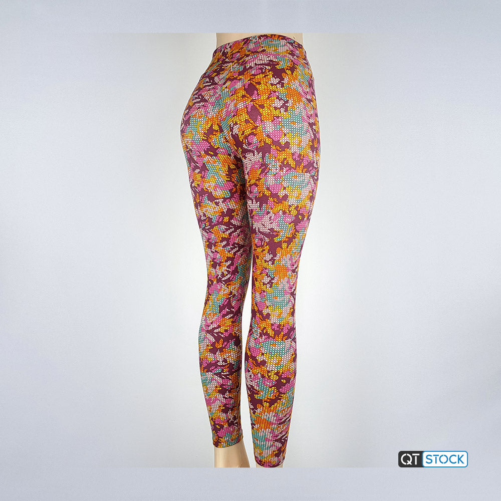 LulaRoe OS Leggings 166 Floral with Grid