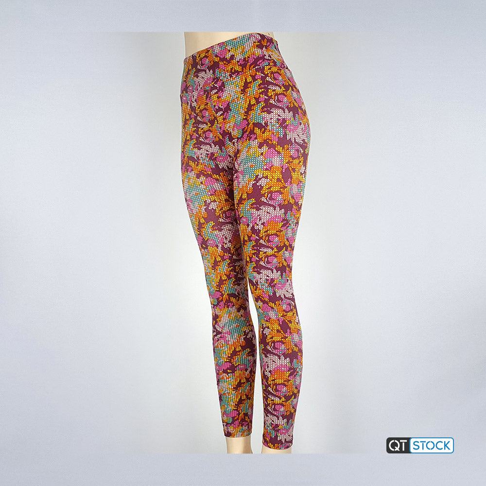 LulaRoe OS Leggings 166 Floral with Grid