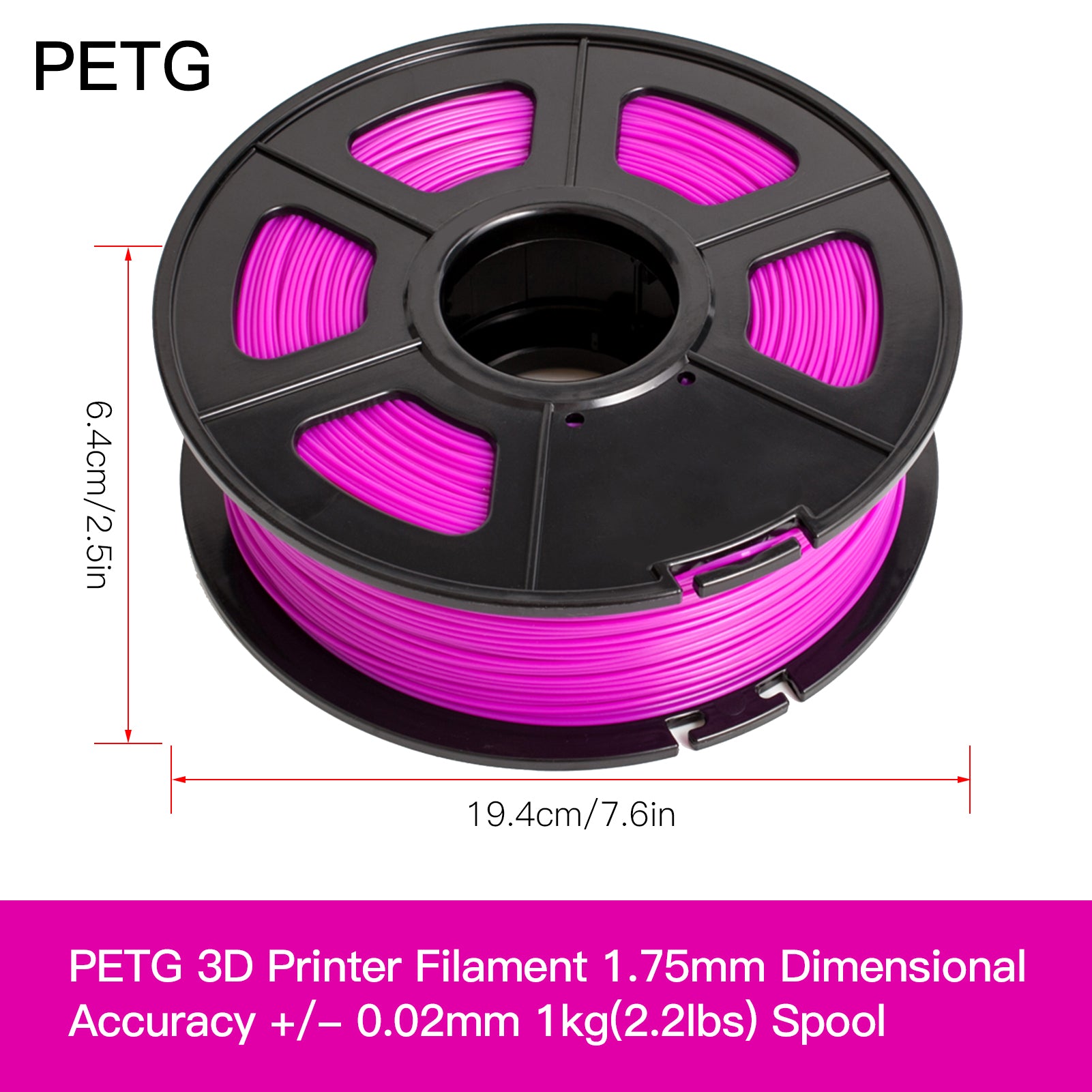 1kg Spool SUNLU PETG Filament 1.75mm diameter printing consumables suitable for most FDM 3D printers Pink