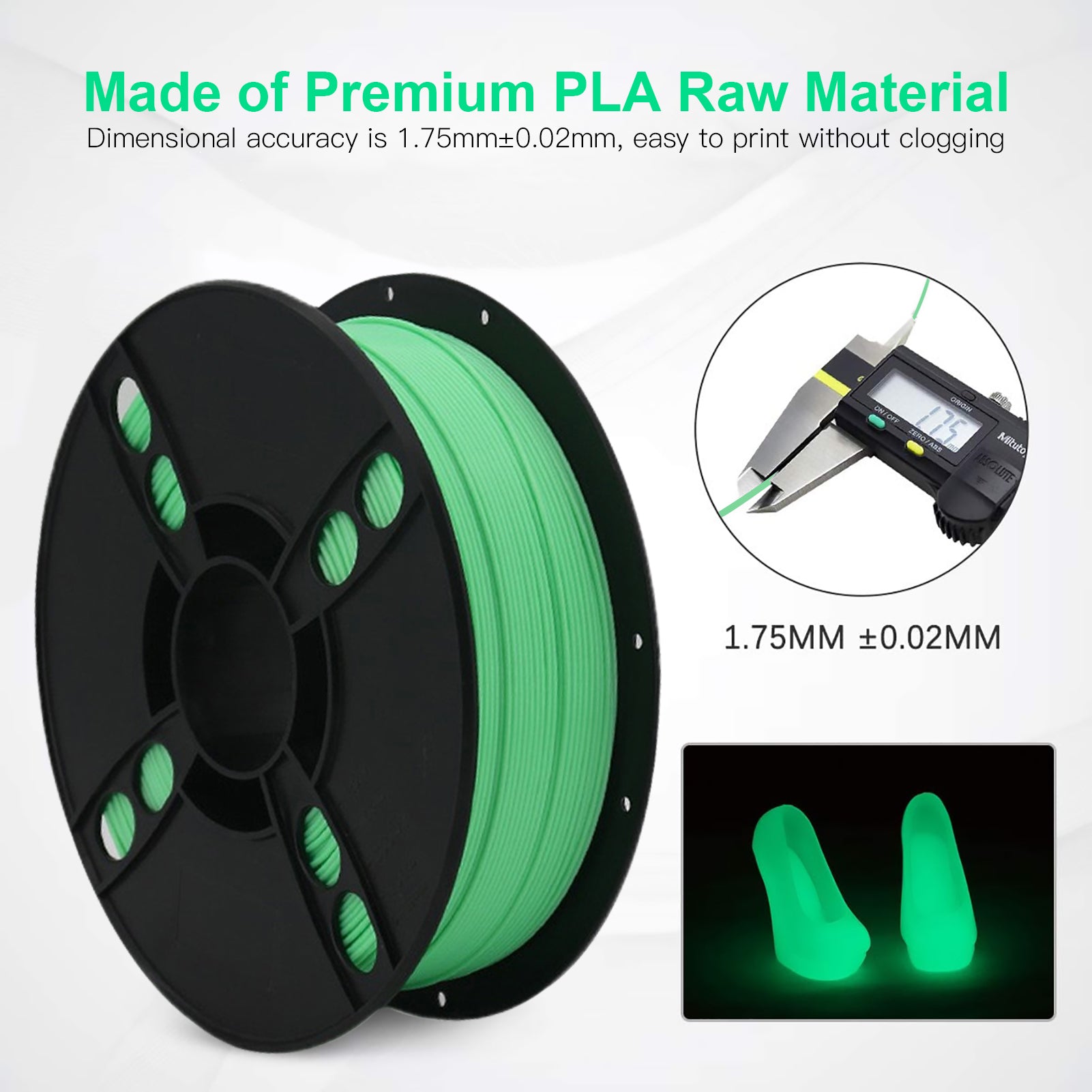 1kg Spool PLA Luminous Filament 1.75mm diameter Glow in The Dark printing consumables compatible with Creality, Ender 3, Ender 5, Sidewinder, Artillery - Pink Orange
