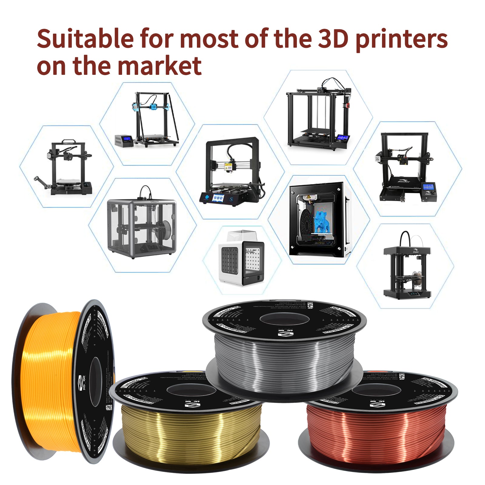1kg YouSu Silk Shiny PLA 3D Printer Filament 1.75mm diameter Printing Consumables for Creality 3D Printer Metalic Silk