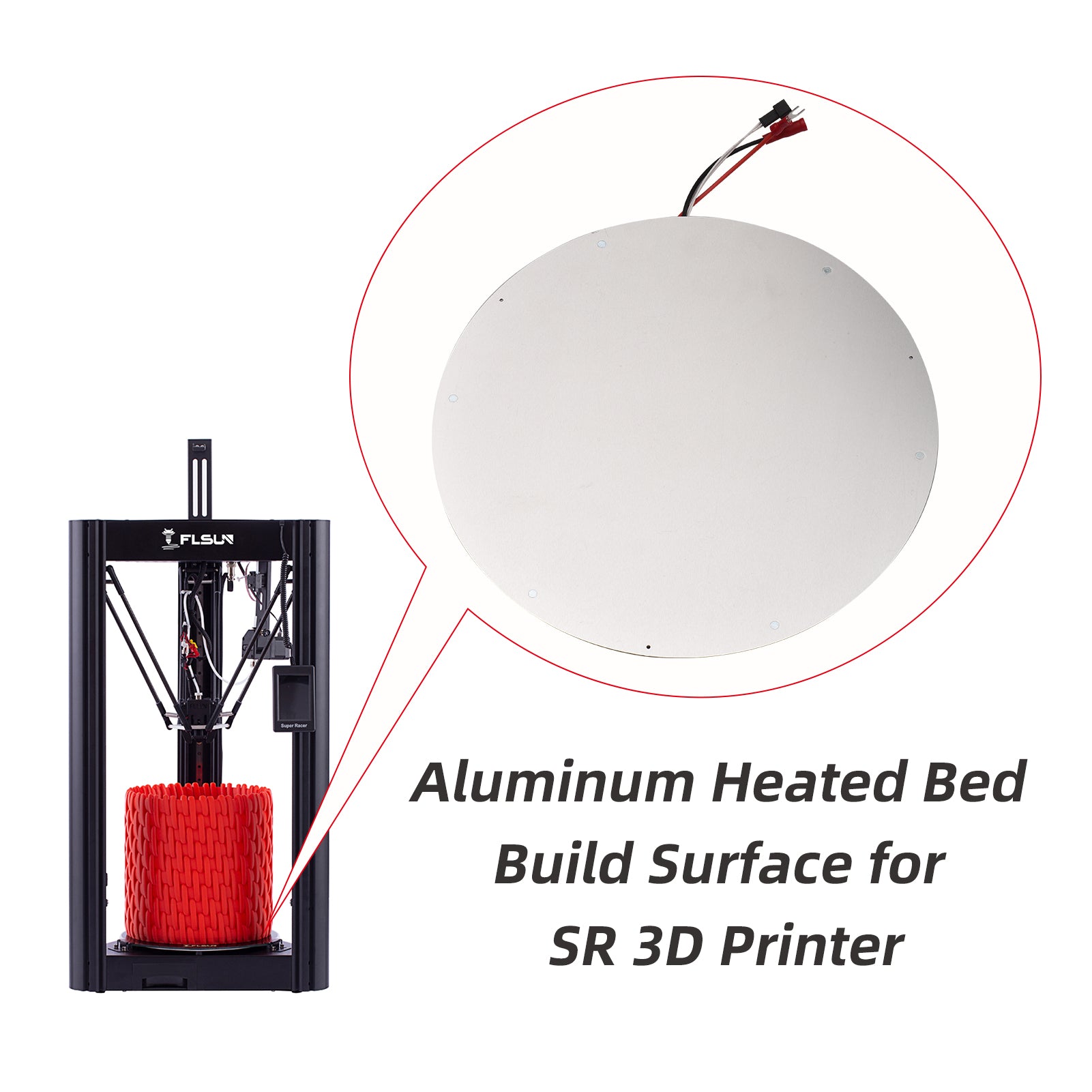 FLSUN SR 3D Printer Aluminum Heated Bed Build Surface Heat Bed 3D Printer Upgraded Parts