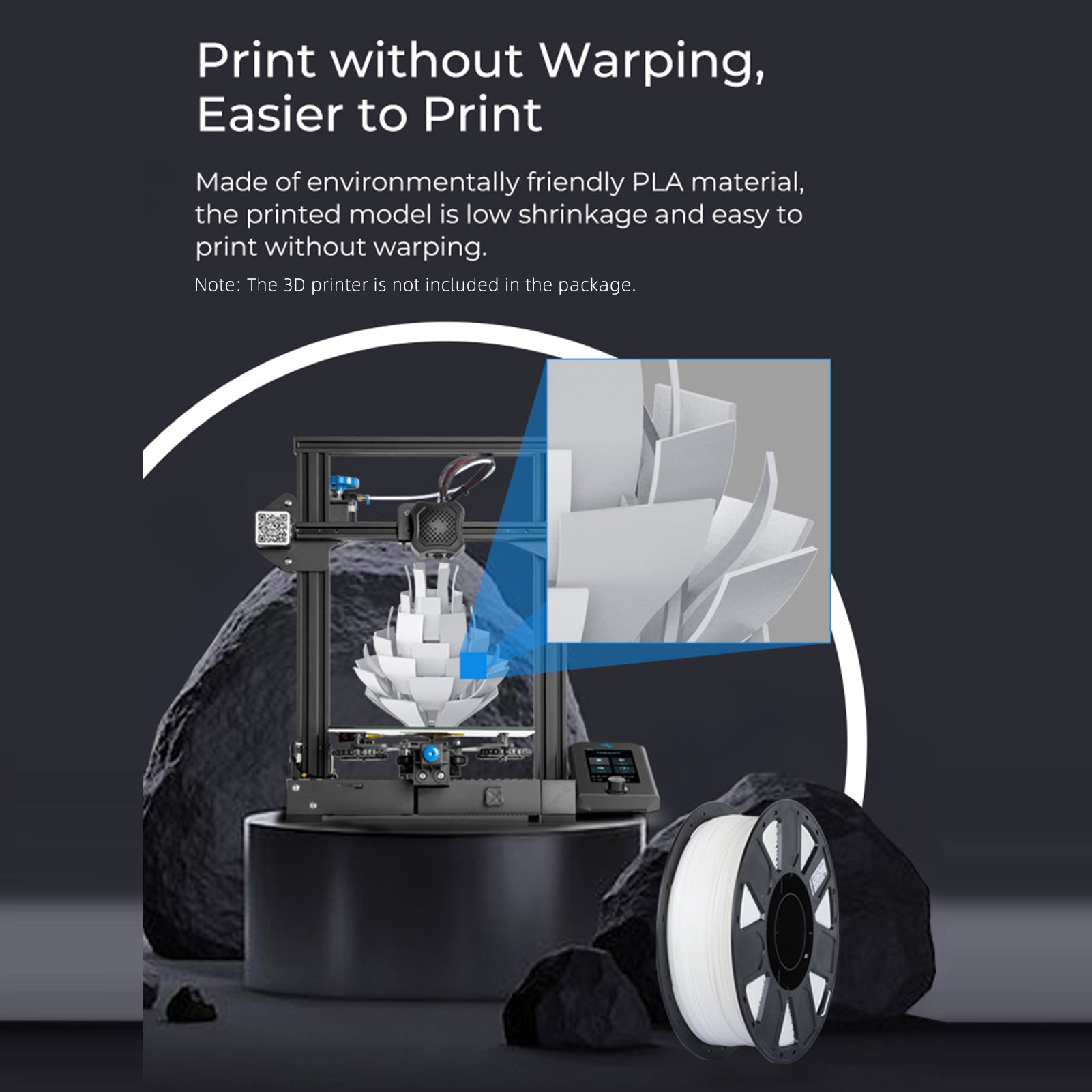1kg Spool Creality Ender-PLA Filament 1.75mm diameter printing consumables for Ender Series, CR Series, All FDM Creality 3D Printers Grey white black
