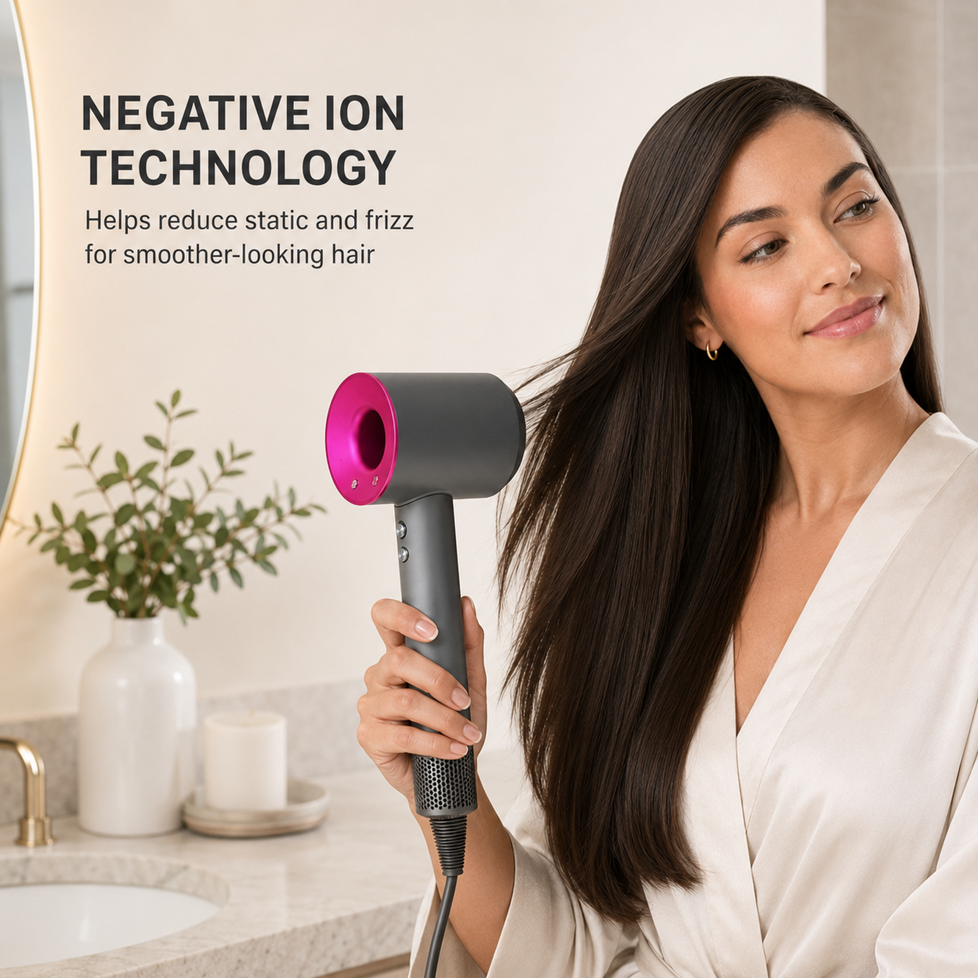 Hair Dryer with Powerful Digital Motor – Rose Red