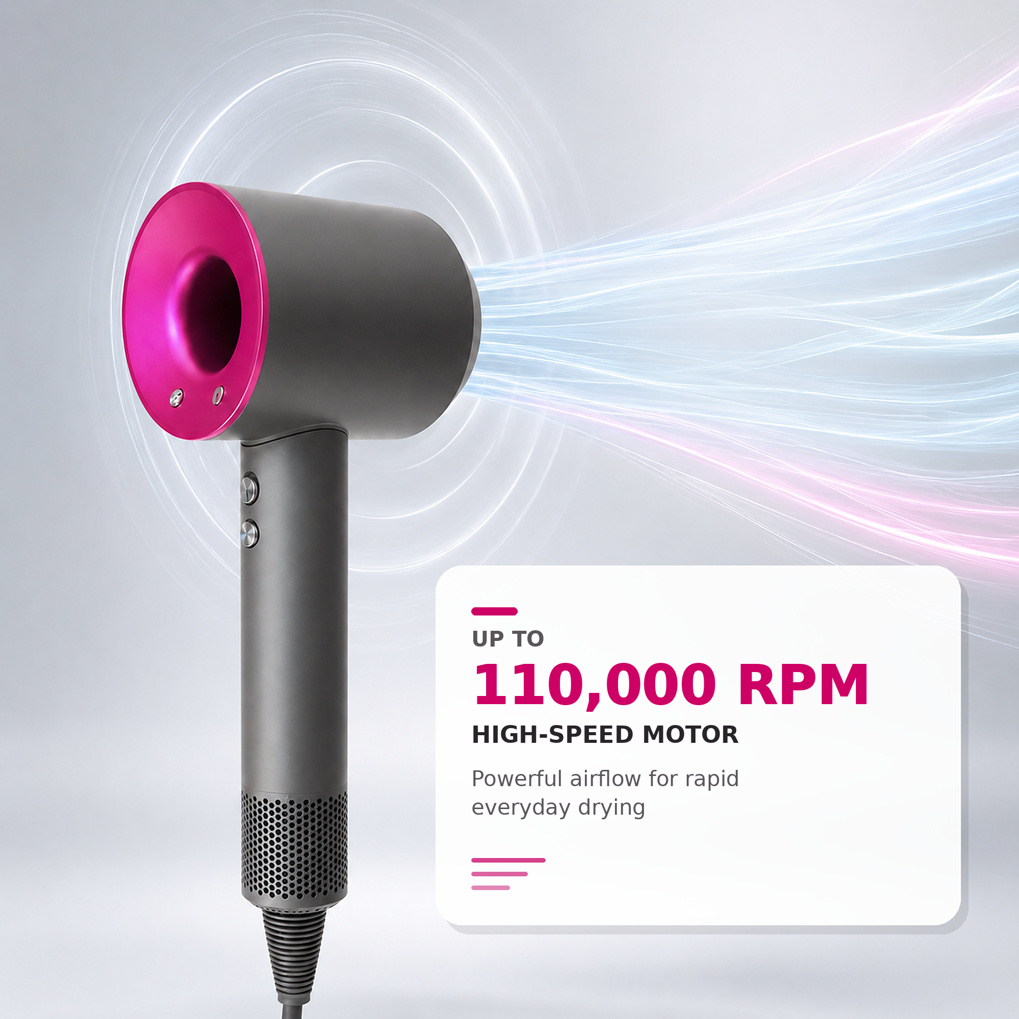 Hair Dryer with Powerful Digital Motor – Rose Red