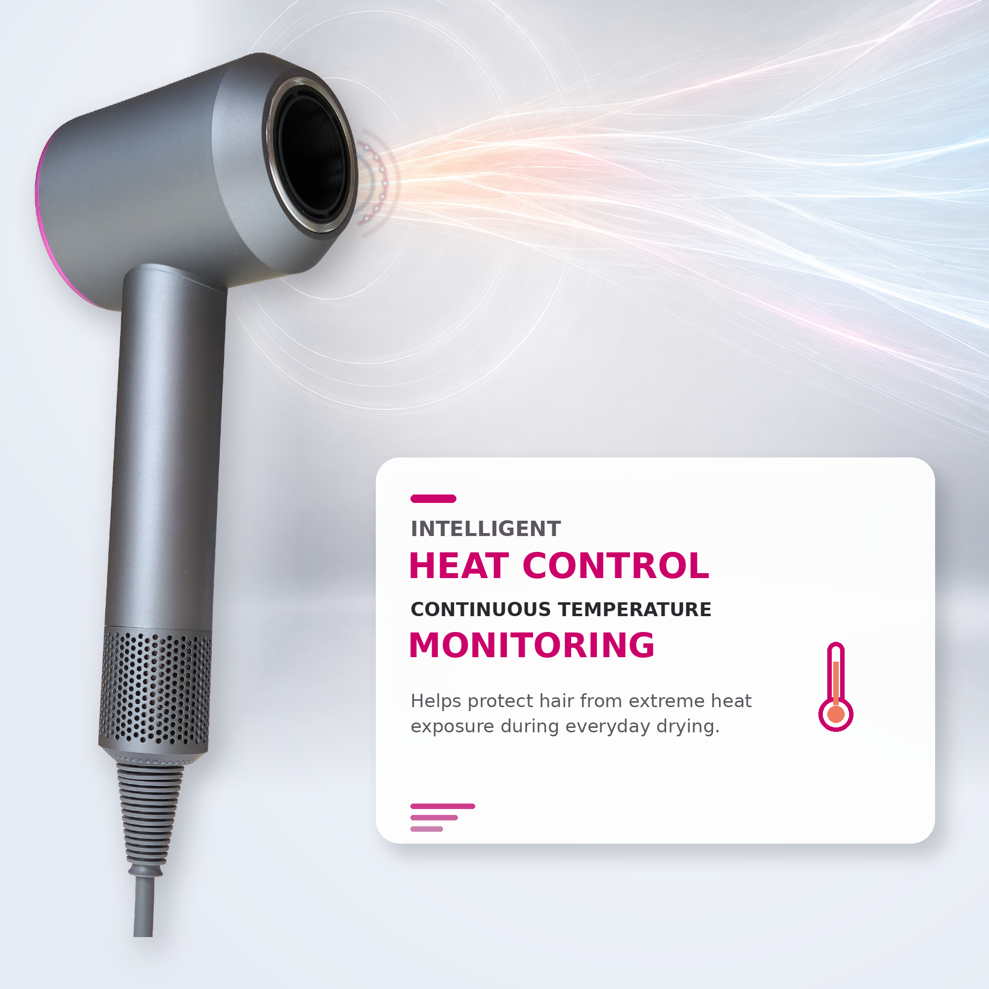 Hair Dryer with Powerful Digital Motor – Rose Red