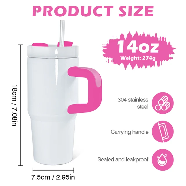 14Oz Travel Tumbler: Colour Handle: Sublimation & Personalization Made Easy