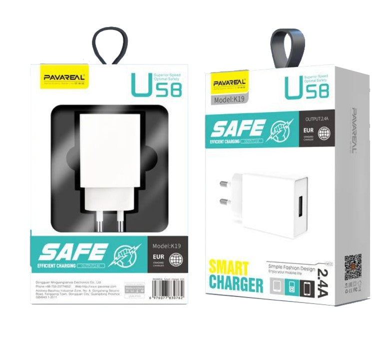2.4A Euro Plug Fast Charging USB Wall Charger