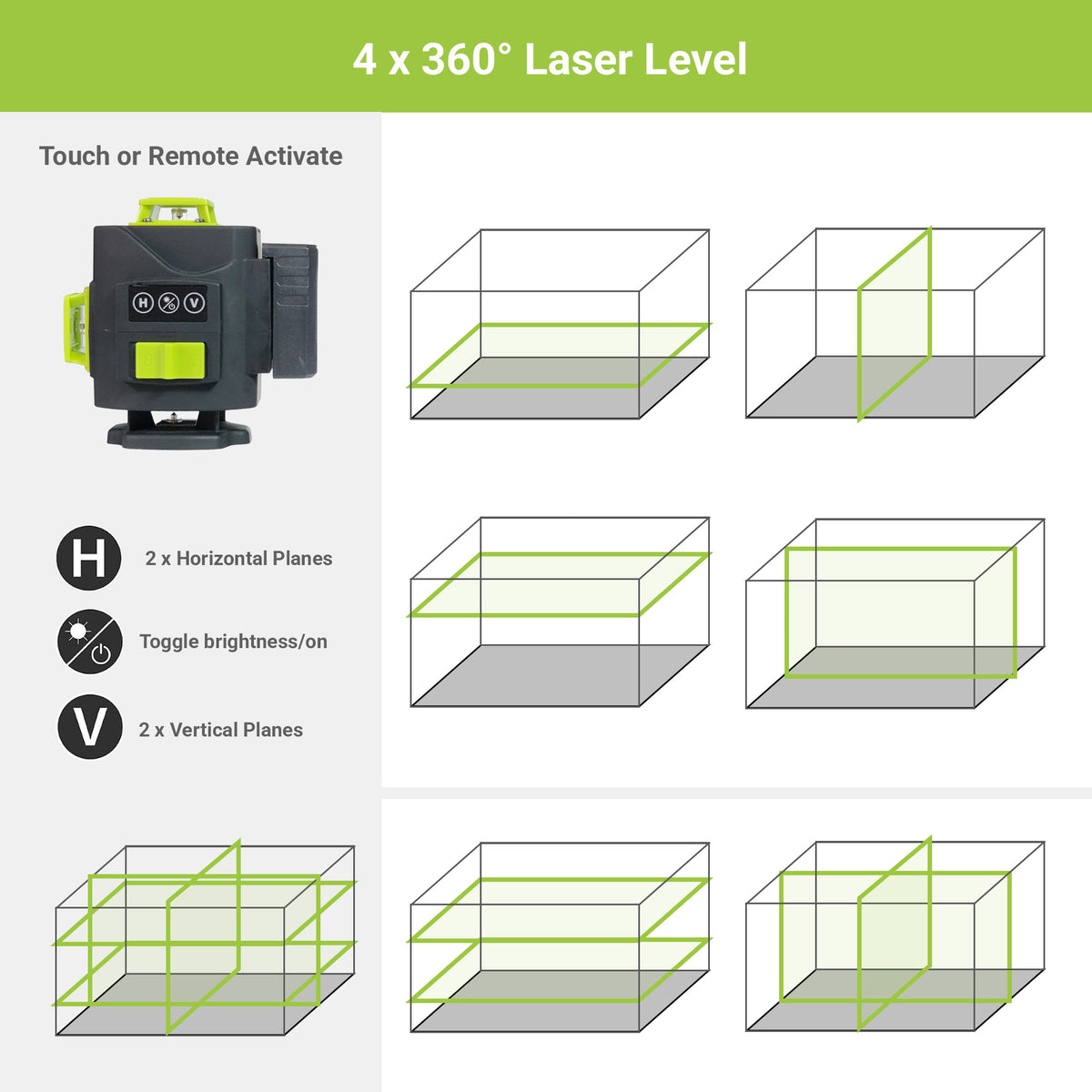 L-Fine 4D 16-Line 4x360° Green Laser Level Complete Kit