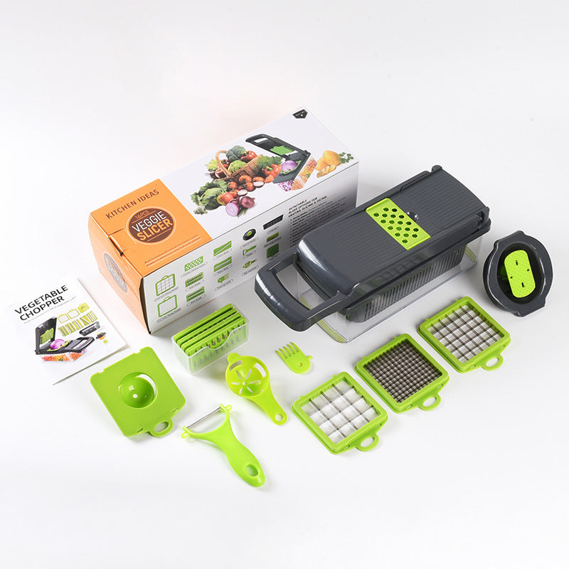 Multi-Functional Kitchen Cutter Set – 16-Piece Vegetable Slicer (Green)