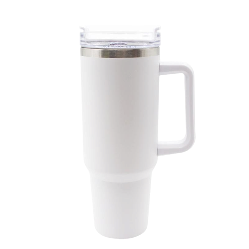 40Oz Travel Tumbler: White Handle: Sublimation & Personalization Made Easy