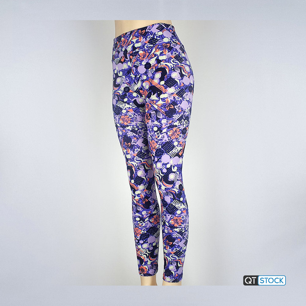 ALWAYS Women's Floral Velvet Leggings - Premium Soft Stretch Warm Winter  Print Pattern Pants 1882 Black Extra Plus Size 