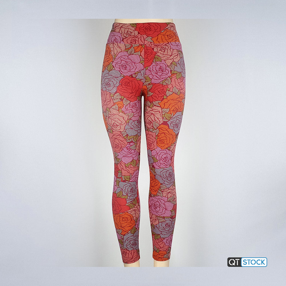 LuLaRoe Leggings Bright Orange Floral Abstract Print … - Gem