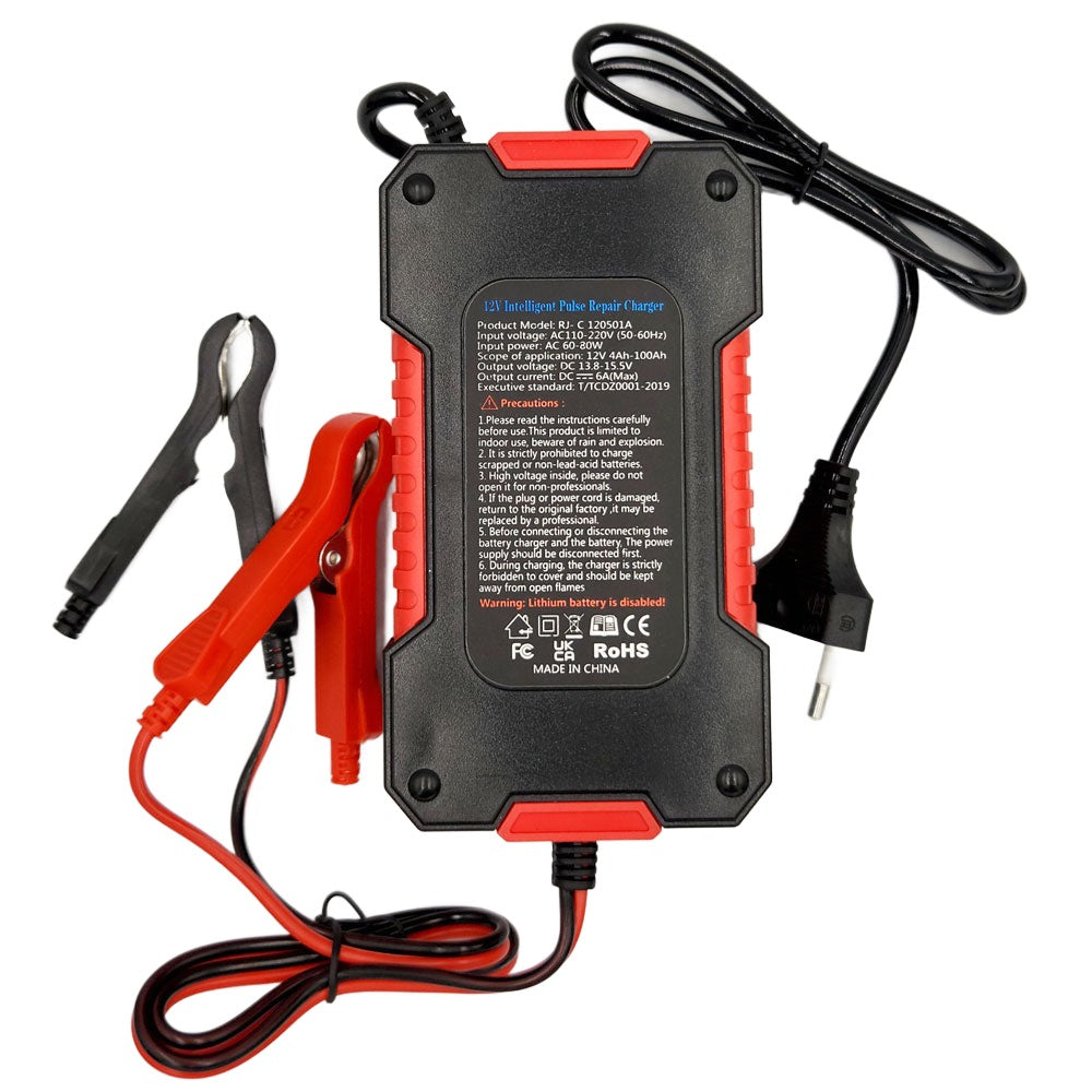 12V/6A Car Battery Charger Smart Automatic Pulse Repair Trickle