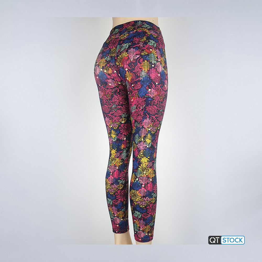 Sexy Dance Women Tights Floral Print Leggings Snowflake Printed Yoga Pants  Comfy Bottoms High Waist Trousers Style-C XS 