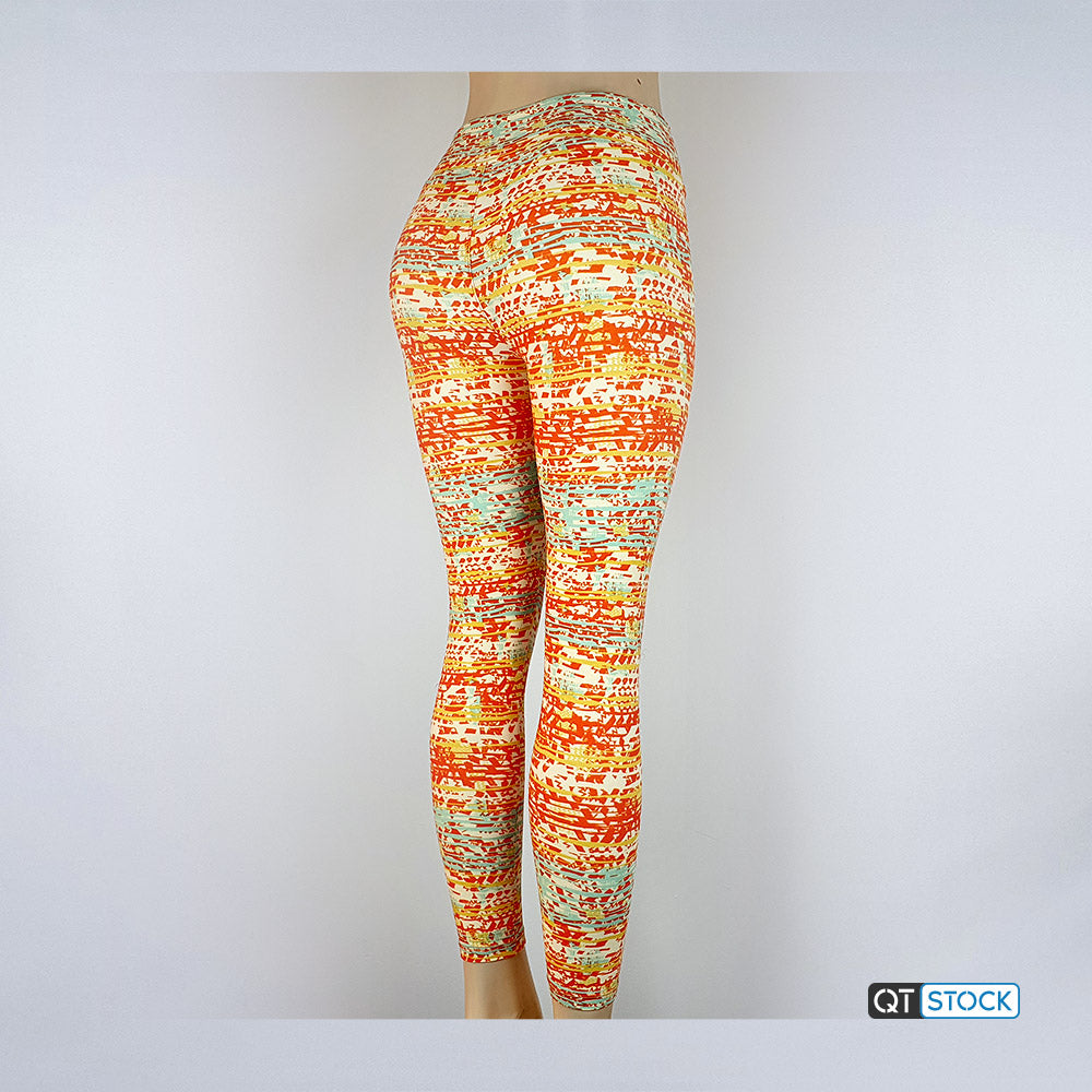 Lularoe One Size OS Blue Yellow Orange Pink Floral Buttery Soft Leggings -  OS fits Adults 2-10